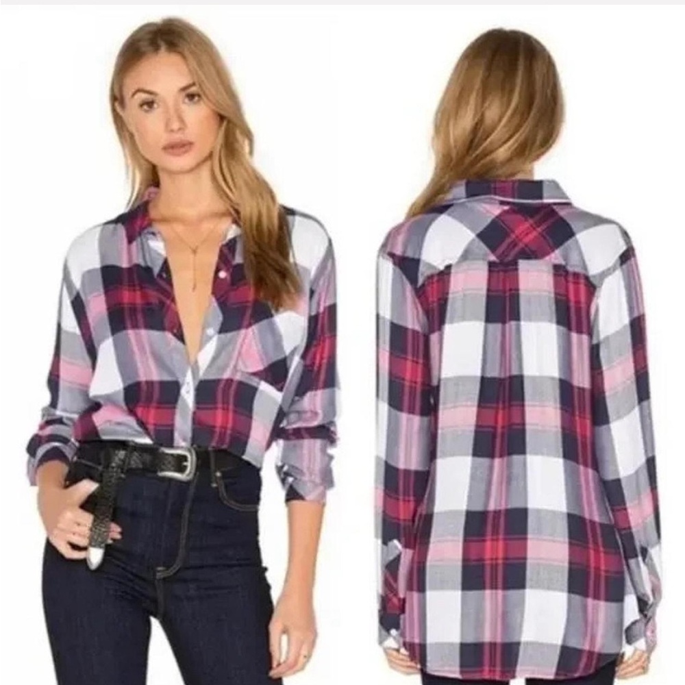 Rails Plaid Navy Blue Red‎ Button Down Shirt size Small